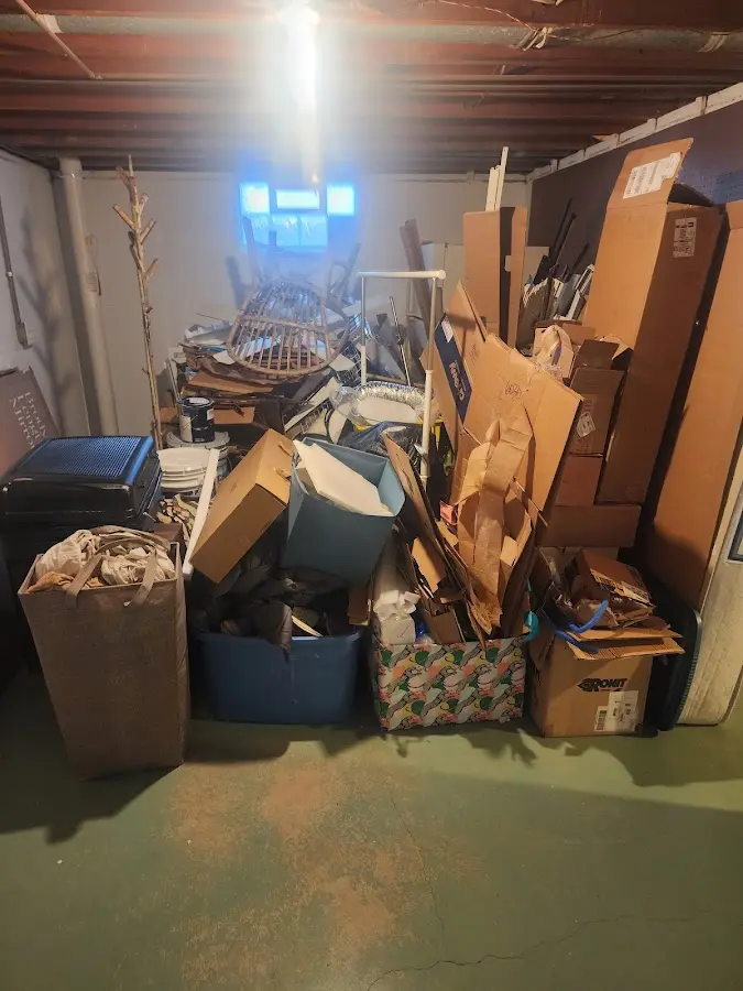 Roll-off dumpster container at job site for 6 Yard Dumpster Rental in Bloomington